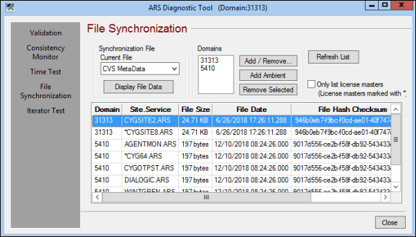 ARS Diagnostic Tool Utility — File Synchronization
